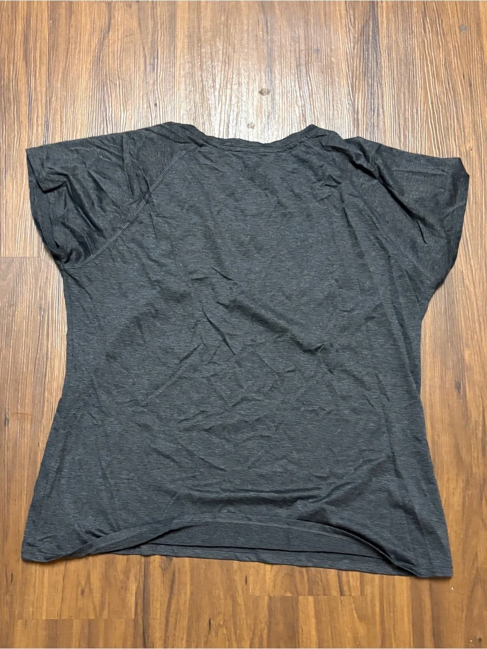 The North Face Women's Short-Sleeve Crew Tee in Charcoal with Yellow Logo - Picture 3 of 5